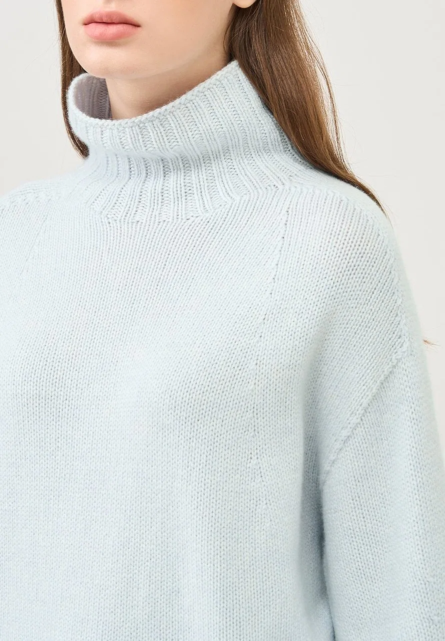 Women&prime; S Fashion Knitted Rib Turtleneck 100% Cashmere Jumper Sweater