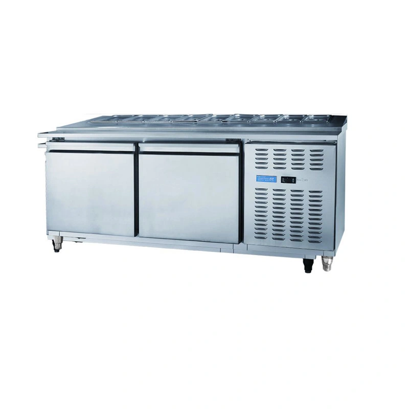 1.8m Stainless Steel Three Door Pizza/Salar Counter Refrigerated Workbench/Table