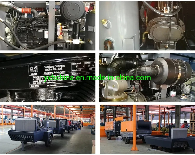 Chinese Hot Sale 8bar 110kw Diesel Engine Industrial Portable Screw Air Compressor