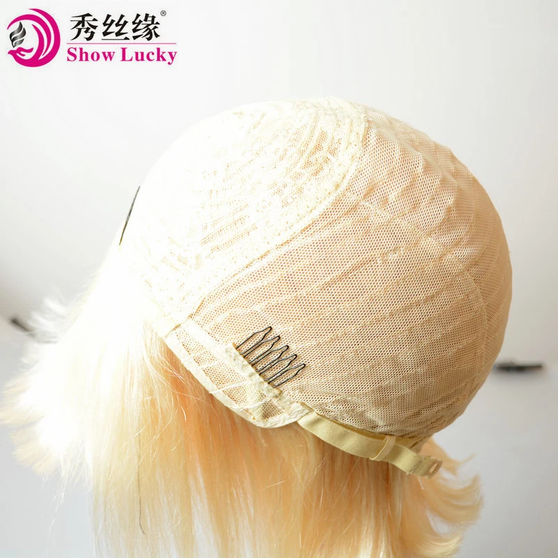 Fashionable Style Blonde Cuticle Hold 613# Bob Wig Virgin Brazilian Human Hair Short Straight Bob Wigs Brazilian Hair Products