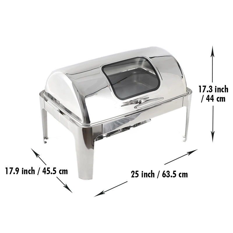 Movable Base Stainless Steel Chafing Dish Set Buffet Food Warmer with Window