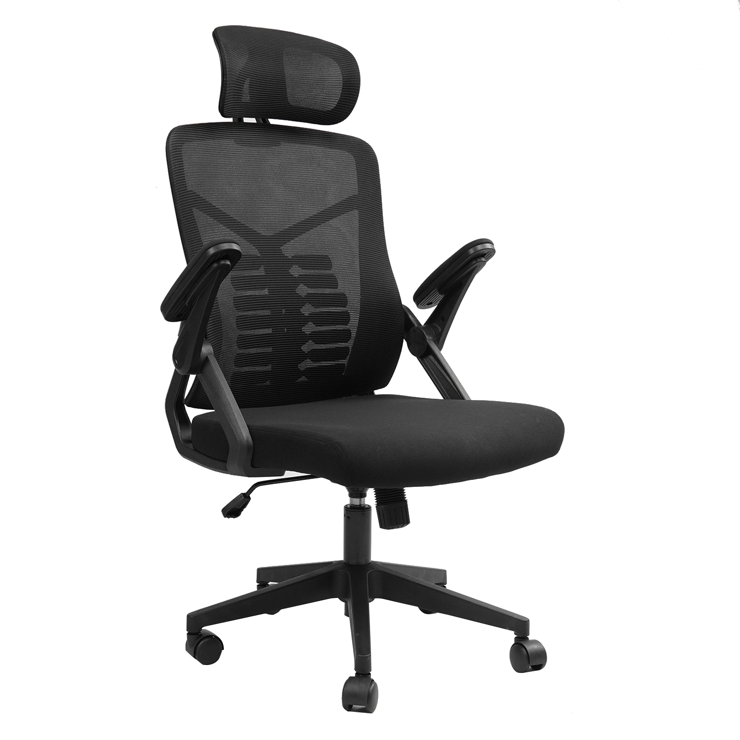 Silla de oficina Mesh, silla de escritorio ergonómica con soporte lumbar ajustable y reposabrazos abatible, asiento amplio Comfort, silla de trabajo para ordenador de respaldo alto