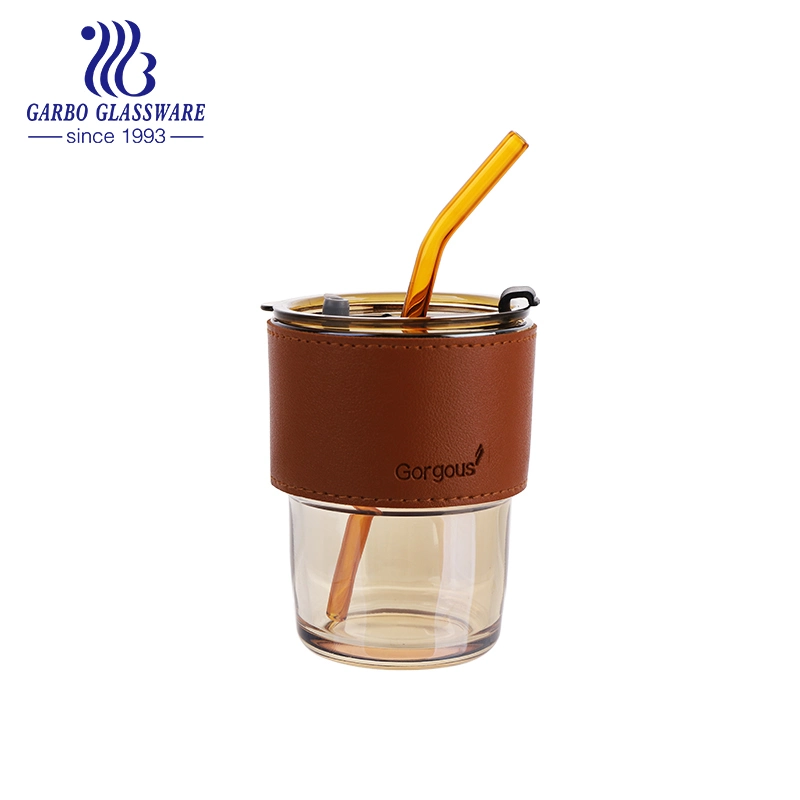 Wholesale/Supplier Cheap Glass Tumbler Customized Logo Reusable Insulated Glass Coffee Cup Tea Mug with Sleeves and Glass Straw for Philippines