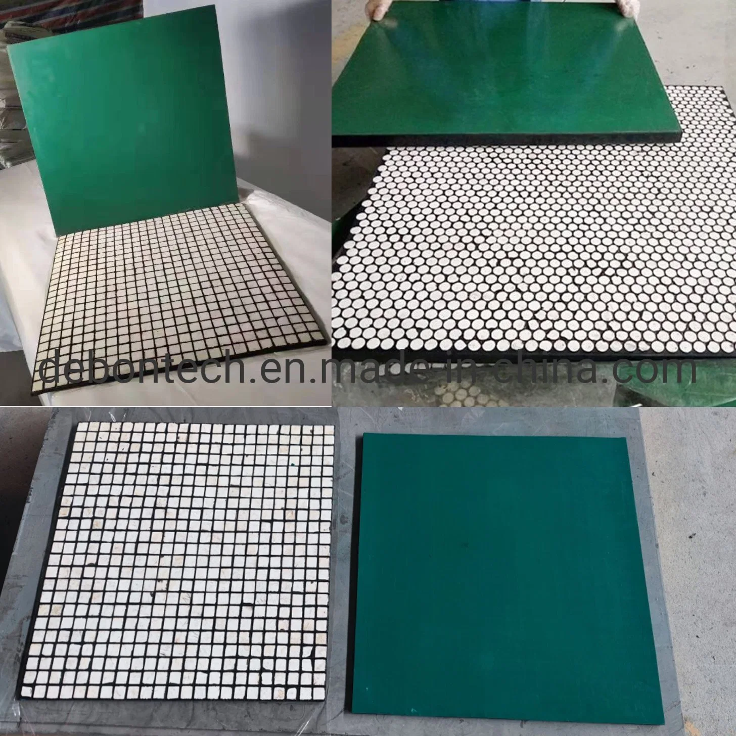 Chute Composite Rubber Backed Zta Ceramic Tiles Rubber Mats Pad Embedded Wear Liner Panel