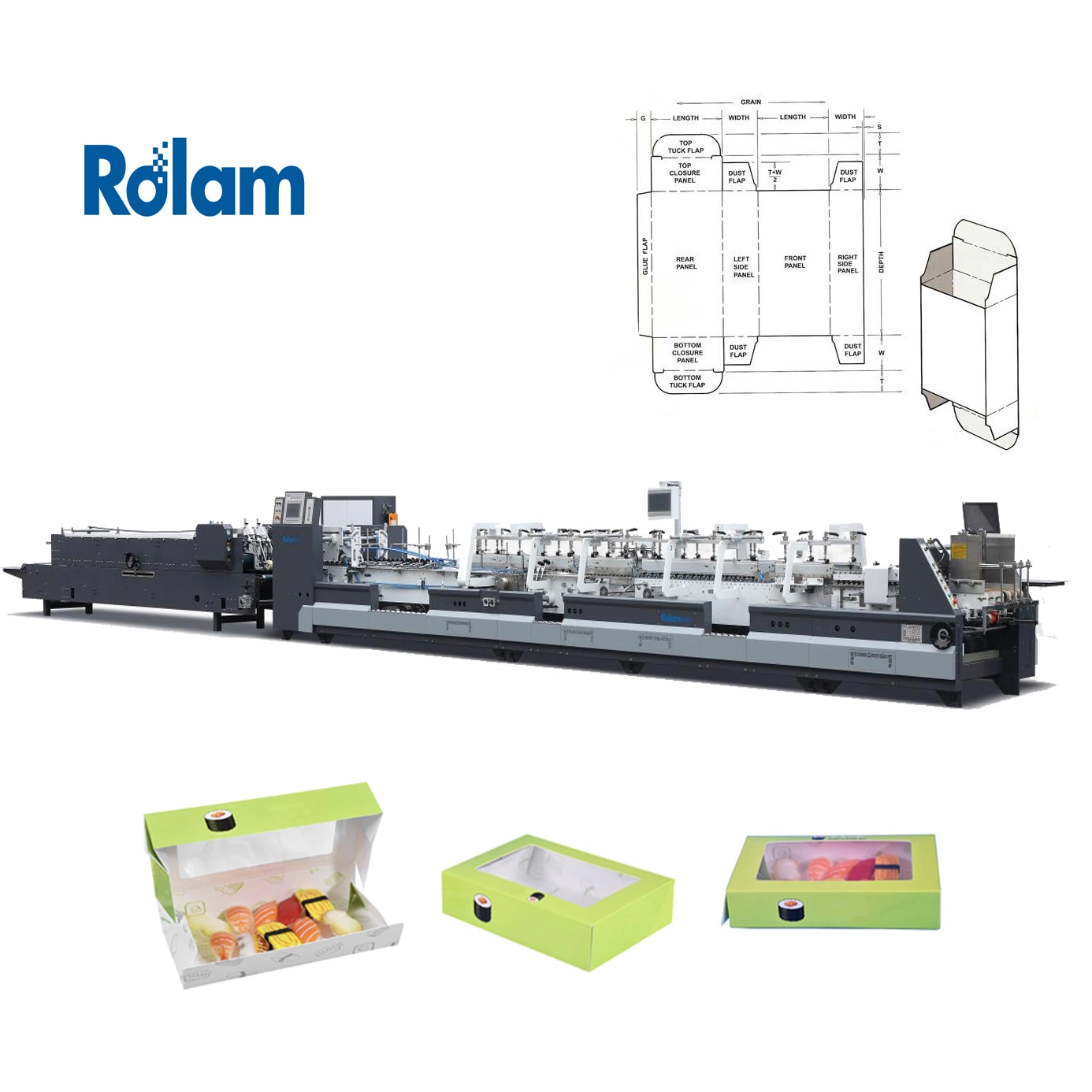 Automatic Corrugated and Cardboard Carton Box Folding Gluing and Packing Machine (GK-GS) Series