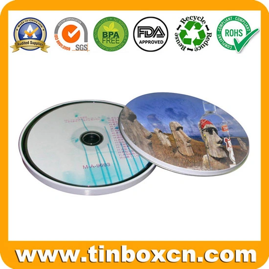 Empty Round CD Tin Box for Metal CD Bag, Tin CD Case