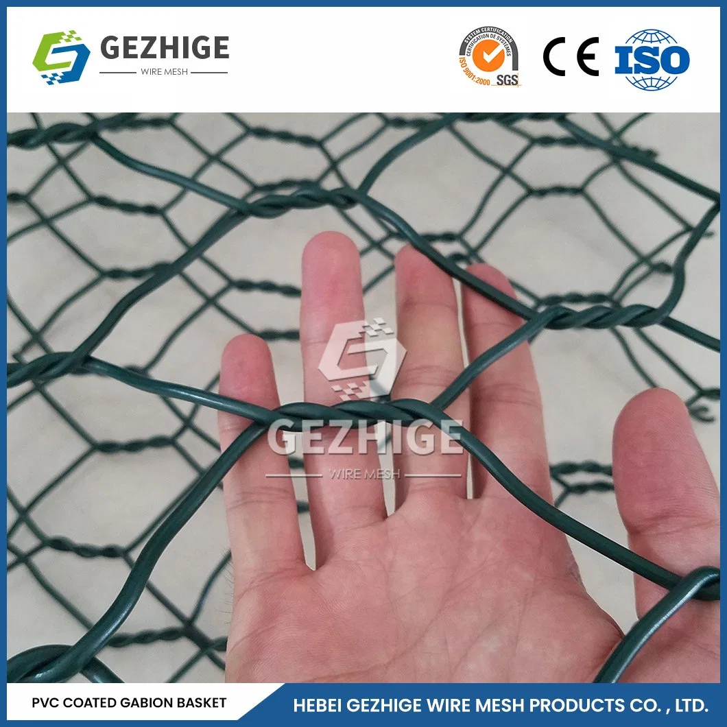 Gezhige 100x150 mm construction de gabions Fabricant ralingue 3.0-4.0mm Épaisseur de fil PVC grillage hexagonal de la Chine de gabions 4.0*1,0*0,5 m de gabions filet cage en acier galvanisé