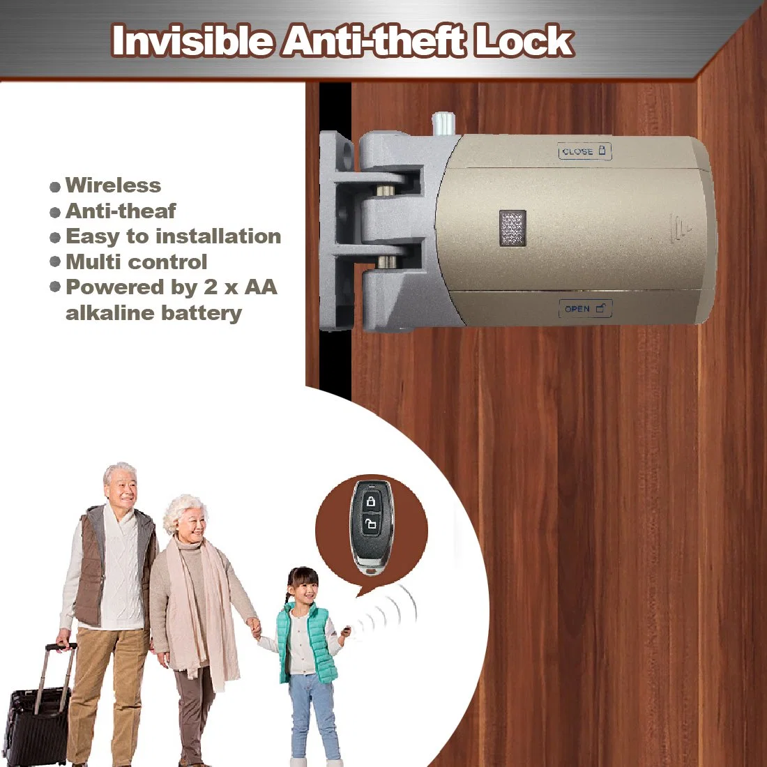 No Wiring Easy to Installation More Secure Anti-Theft Invisible Smart Lock WiFi