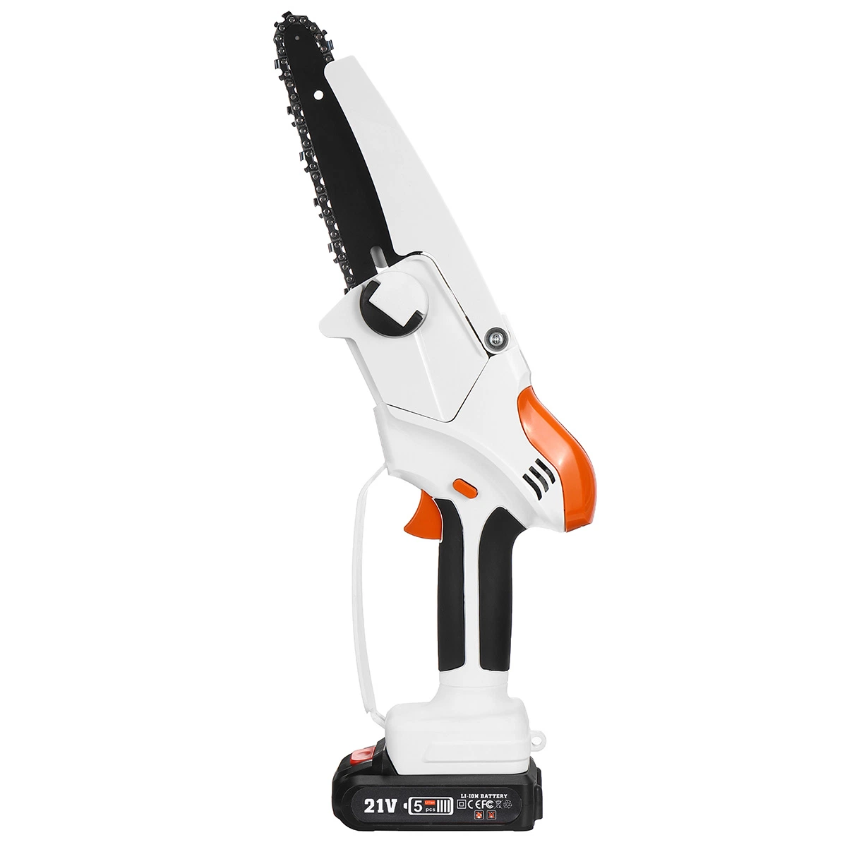 Chainsaw eléctrico 6 pulgadas 21V Mini Sierra de cadena Eléctrica recargable Motosierra Woodworking Pruning cadena Sierra herramienta de poder de Jardín para 18V Chainsaw batería