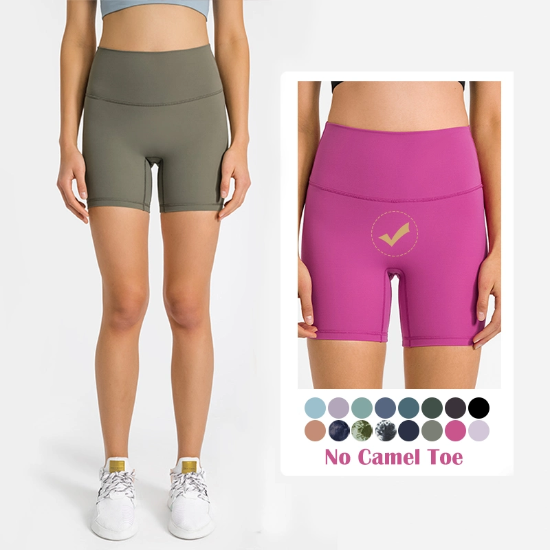 Frauen Biker Yoga Shorts Fitness Ohne Kamelkappe Mit Hohem Bund Sportbekleidung Für Den Fitnessraum