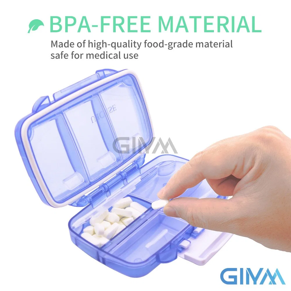 Portable Pill Organizer Weekly, Small Travel Pill Case with 7 Compartment, Moistureproof and Airtight Pill Box, Travel Pill Holder