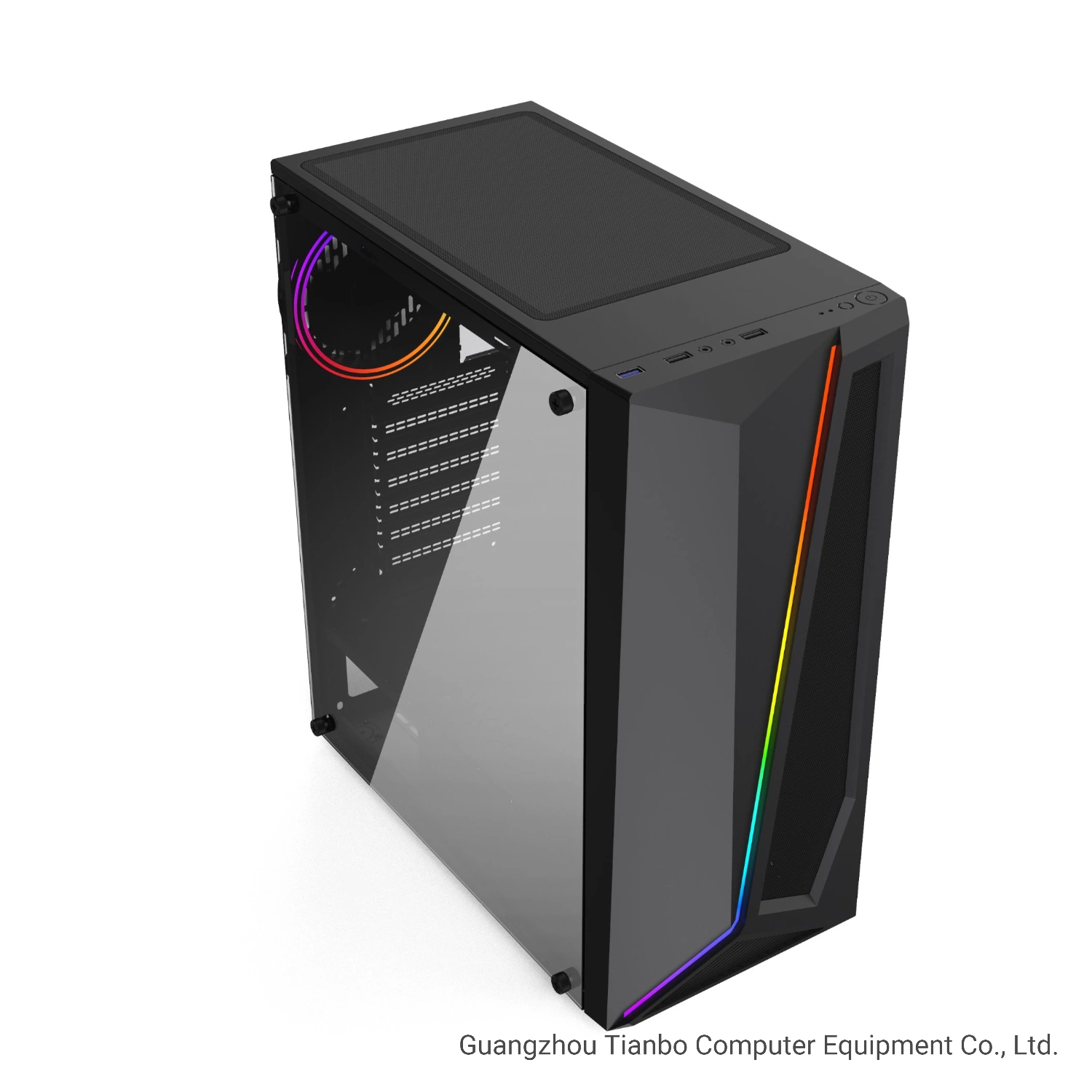 Gaming PC Case with Motherboard Synchronization RGB LED Strip ATX Computer Case