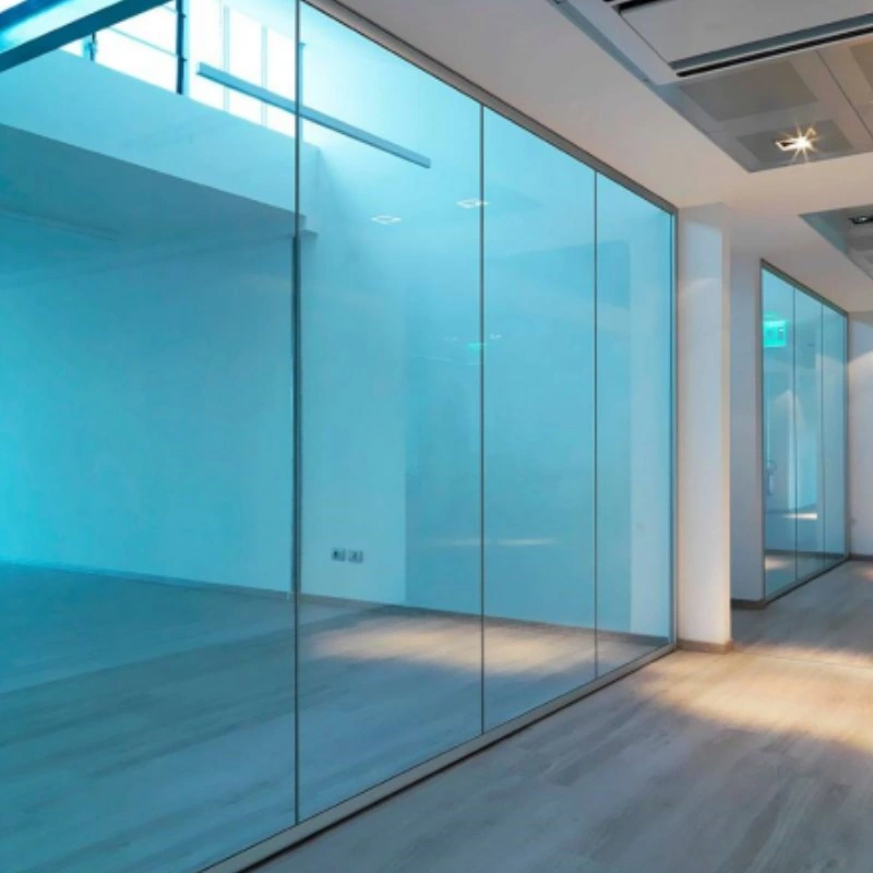 Interior Acoustic Single Glazed Aluminum and Frameless Glass Partition