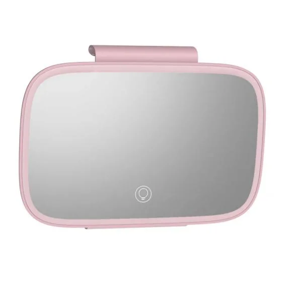 Espelho de maquilhagem LED portátil universal para automóvel visor automático HD Cosmético Espelho para maquiagem para carros com luzes LED