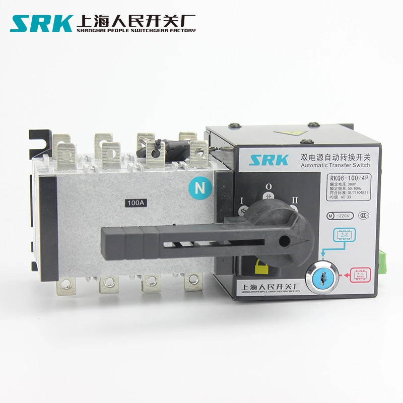 Rkq6 Hgld Dual Power 3p 4p 20A-3200A 100A ATS de conmutación Interruptor de transferencia automática para generador