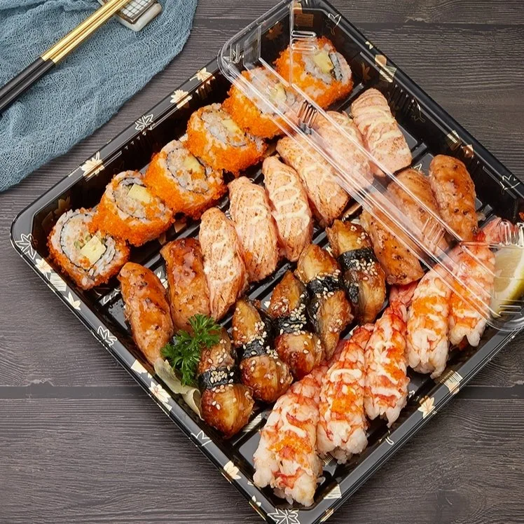 Comida de plástico descartáveis Embalagens Bandeja para Sushi