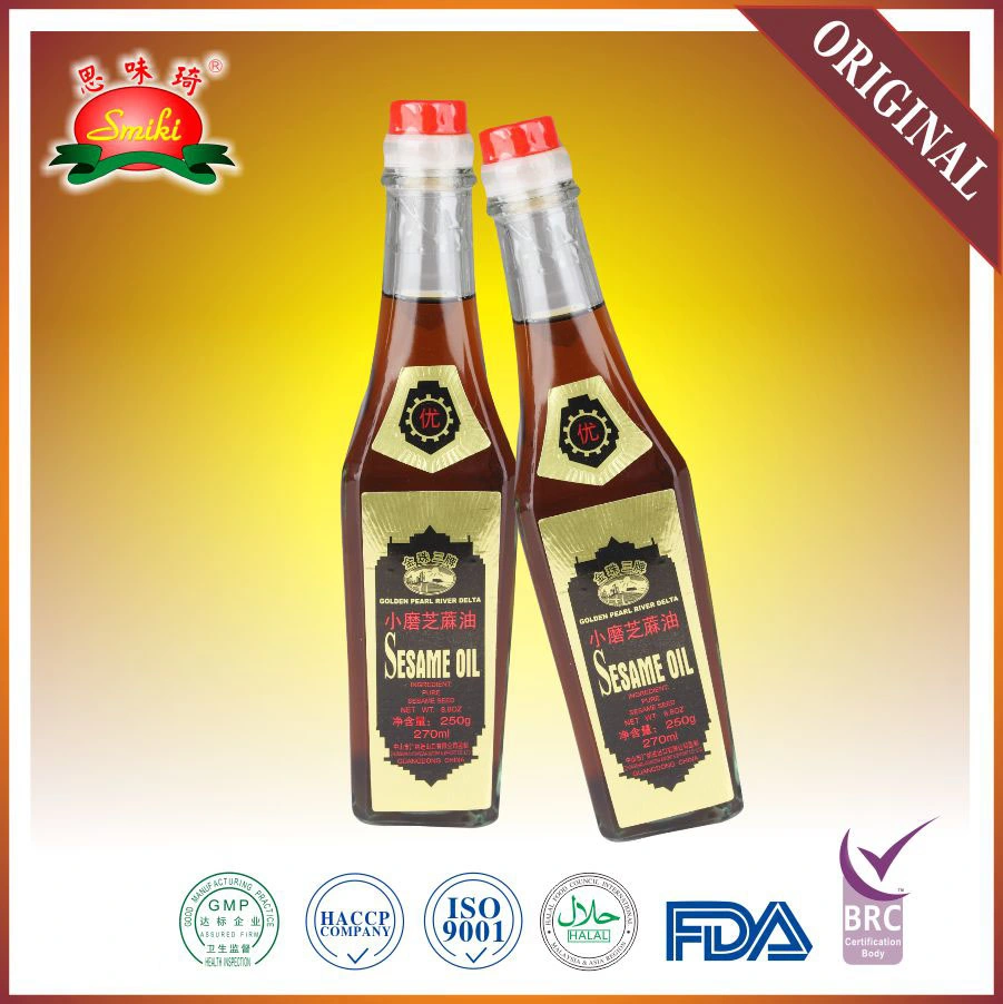 270 ml 100% óleo puro de Sesame Halal/BRC/HACCP para supermercados/Restaurante/Casa Cozinhar