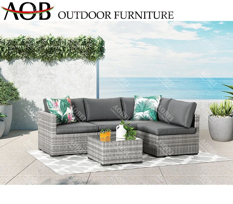 Modern Outdoor Exterior Outdoor Garden Patio Home Rattan Wicker Chair Leisure Corner Lounge Sofa Set Furniture