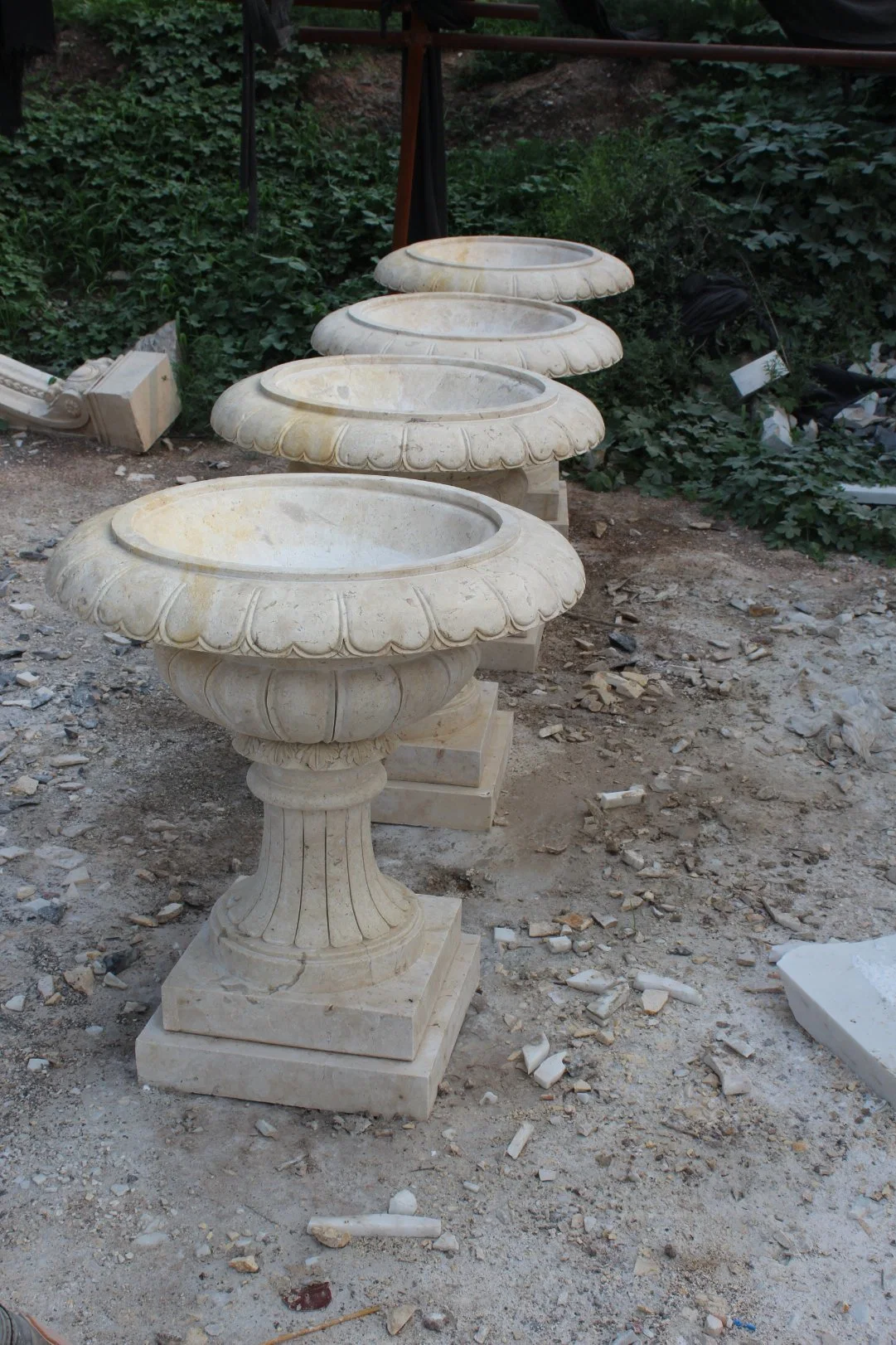 Decoración de jardín de macetas de piedra de mármol natural (SYFP-055)
