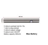 510 Gewinde Max Vorerhitzer Batterie 380mAh VV Verstellbare Spannung Vape Batterien