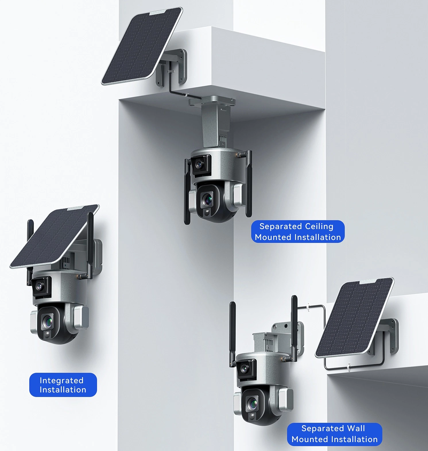 Fsan 4K 8MP Solar Panel Camera Wireless Security Camera 360 Panoramic PTZ 4X 10X PTZ Zoom Camera 4G/WiFi CCTV IP Camera