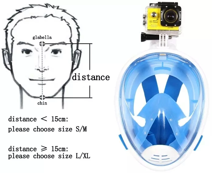 Toda la cara de máscara de buceo Snorkel Set anti niebla Profesional de Adultos de la vista de 180 grados