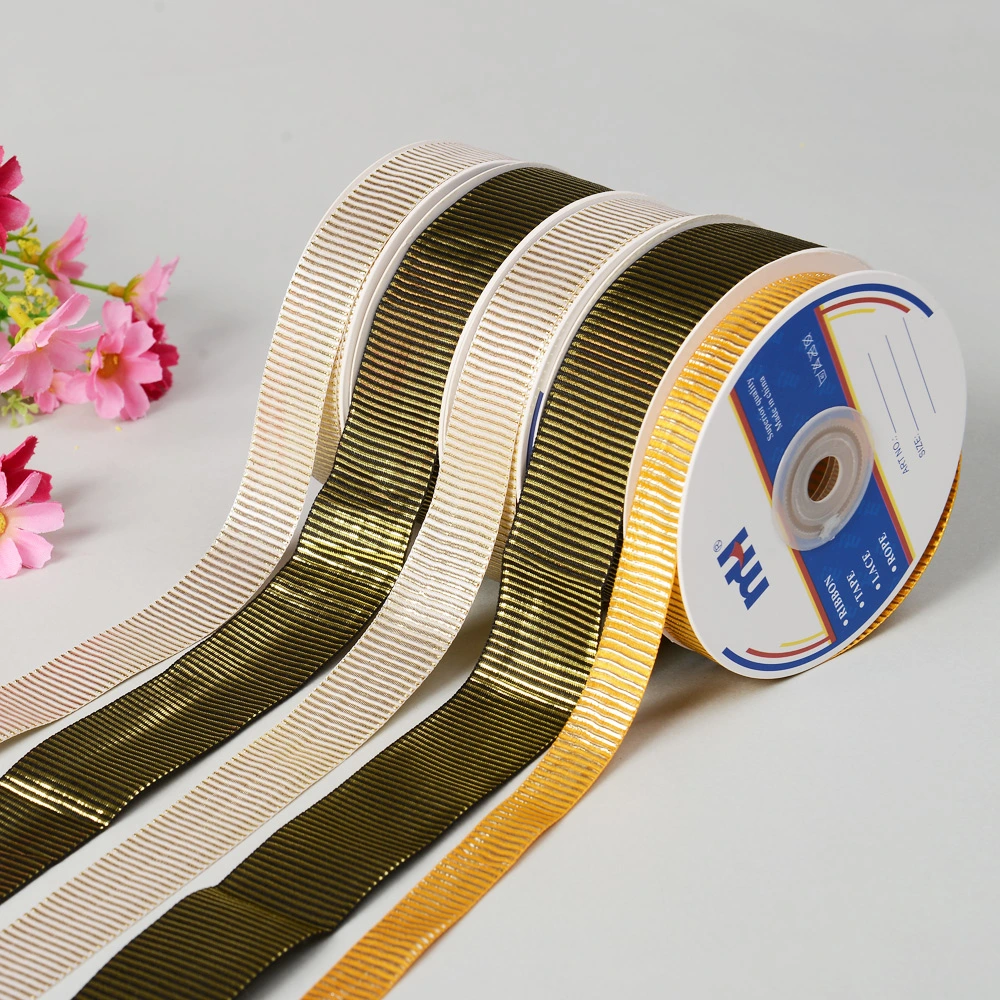 1/2&prime; &prime; Silver Glitter Striped Wired Satin Ribbon for Gift Wrapping