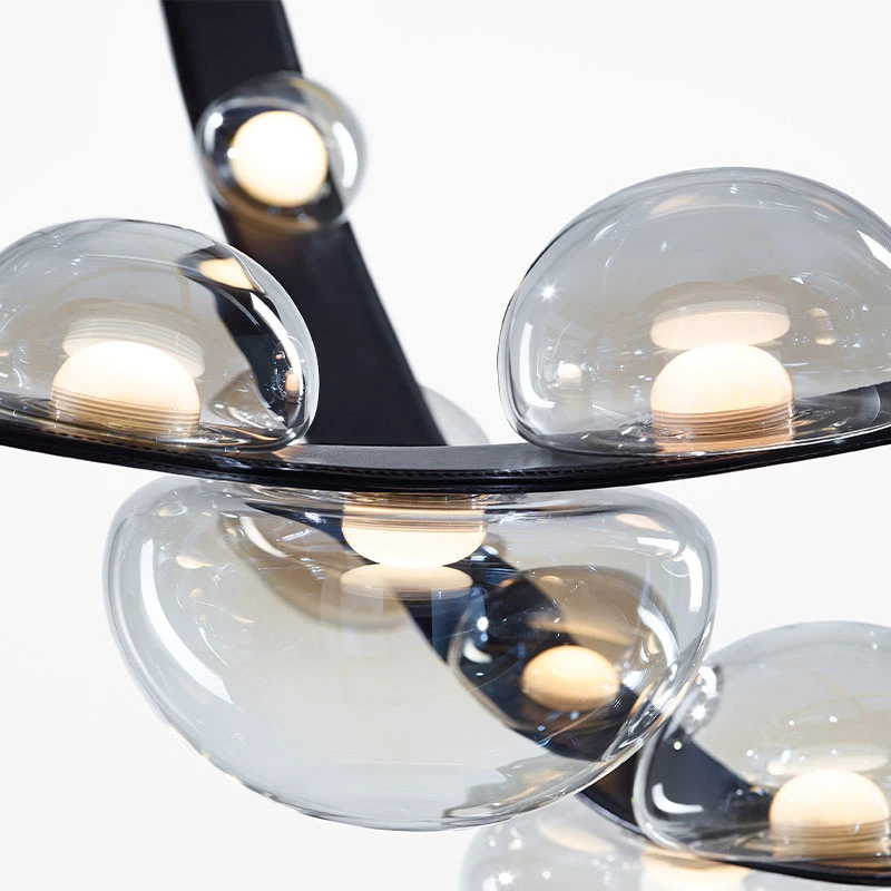 2022 Hot Seller Modern Art Bubble Ball Chandelier Custom Lamp Glass Ball Leather Belt Pendant Light
