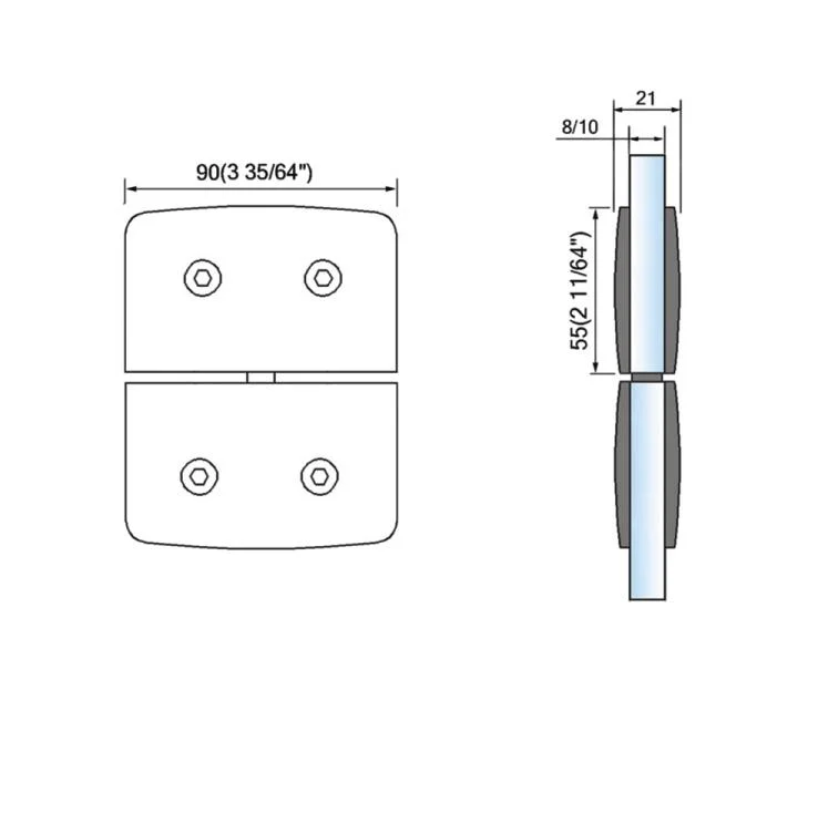 Self Closing Spring Function Glass to Fixed Transom Mount Shower Hinge