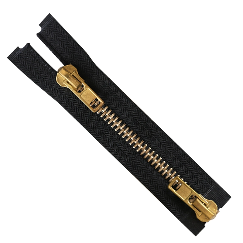 #8 Metal Shiny Gold Two Way Two Slider Zipper