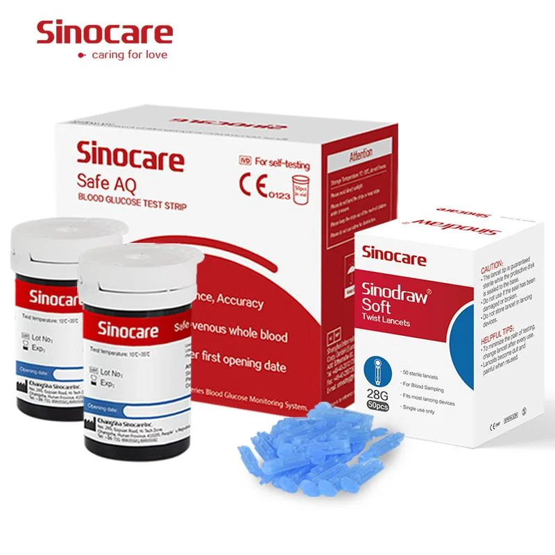 Sinocare Home Care Clinical Blood Test Machine Rapid Quick 5sec 0.5UL Blood Accurate Check Glucometer with Strip