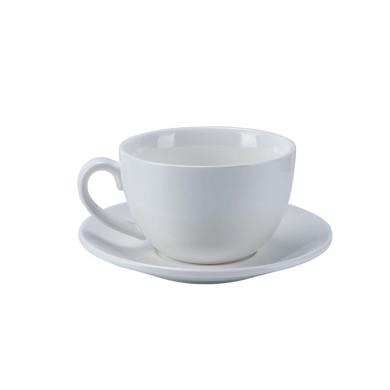 Professional Factory Restaurant Ceramic Coffee Mug with 6.75inch Saucer