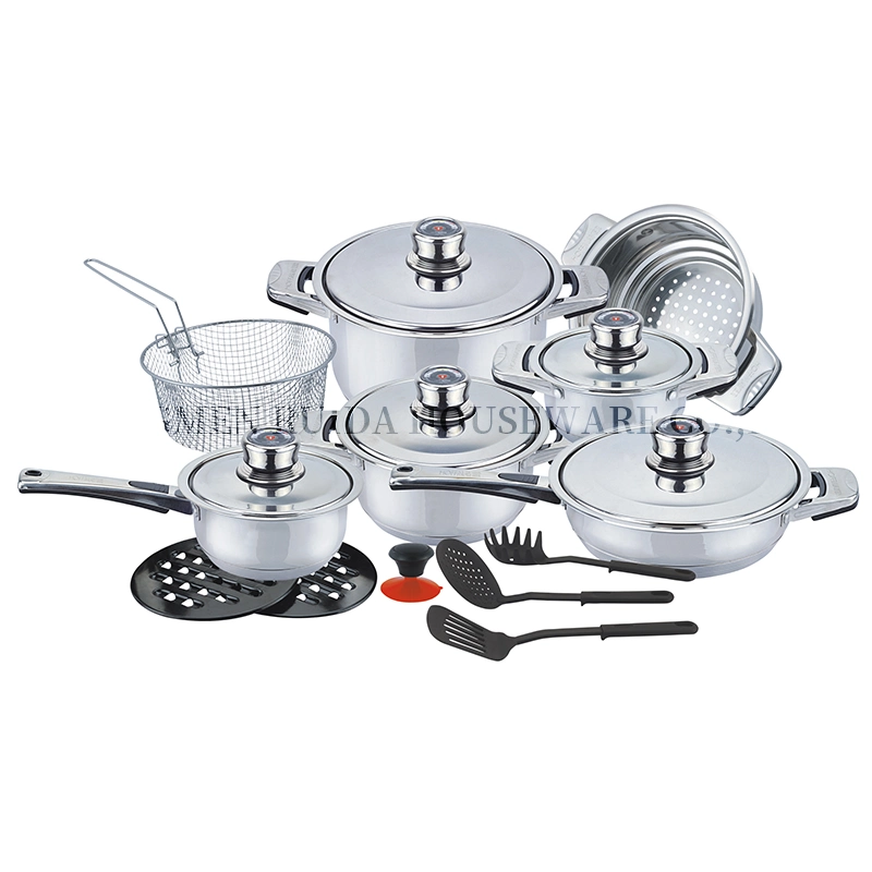 Factory Price Mirror Polish Wide Edge Stainless Steel Cookware Set