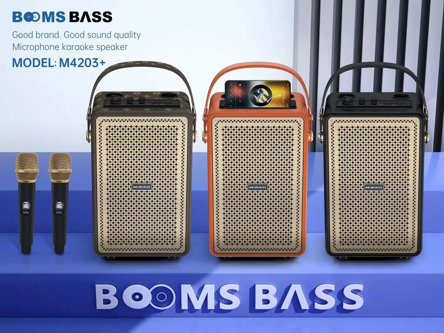 M4203+Boomsbass Wireless Deep Bass Outdoor Party Karaoke Bluetooth LV Lautsprecher Vintage