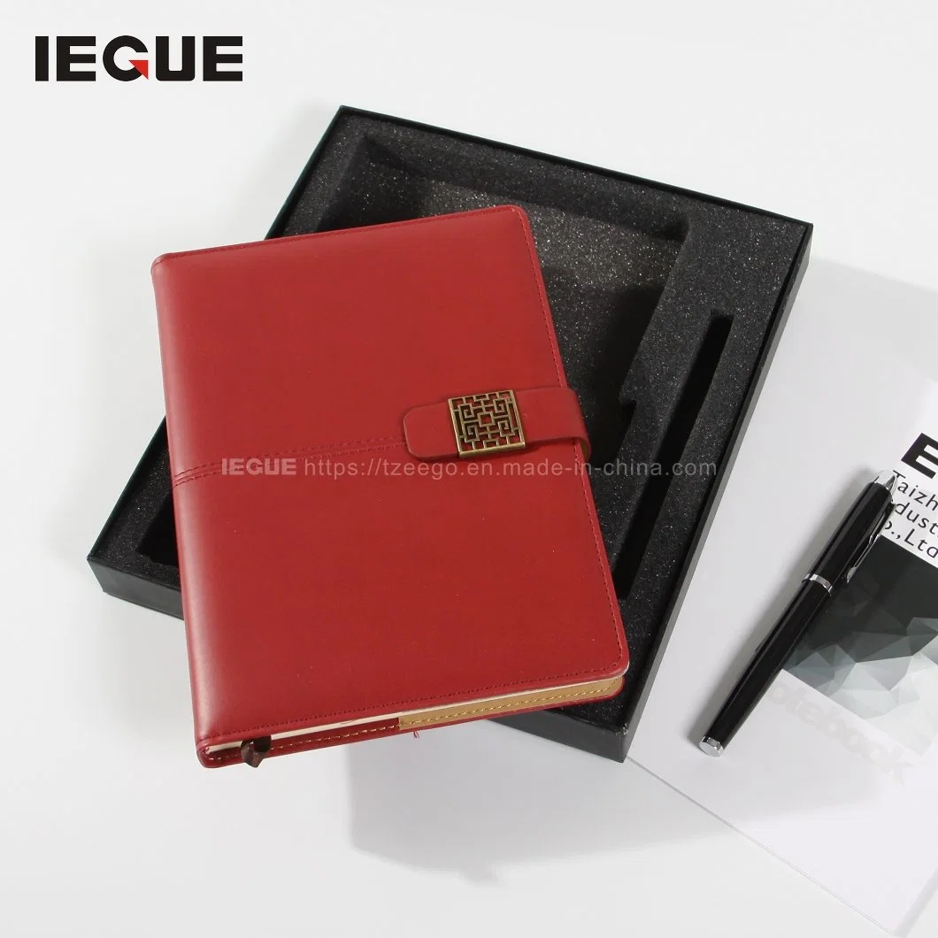 Custom Black A5 Embossed Logo PU Cuero Hardbound Notebook Juego de regalo