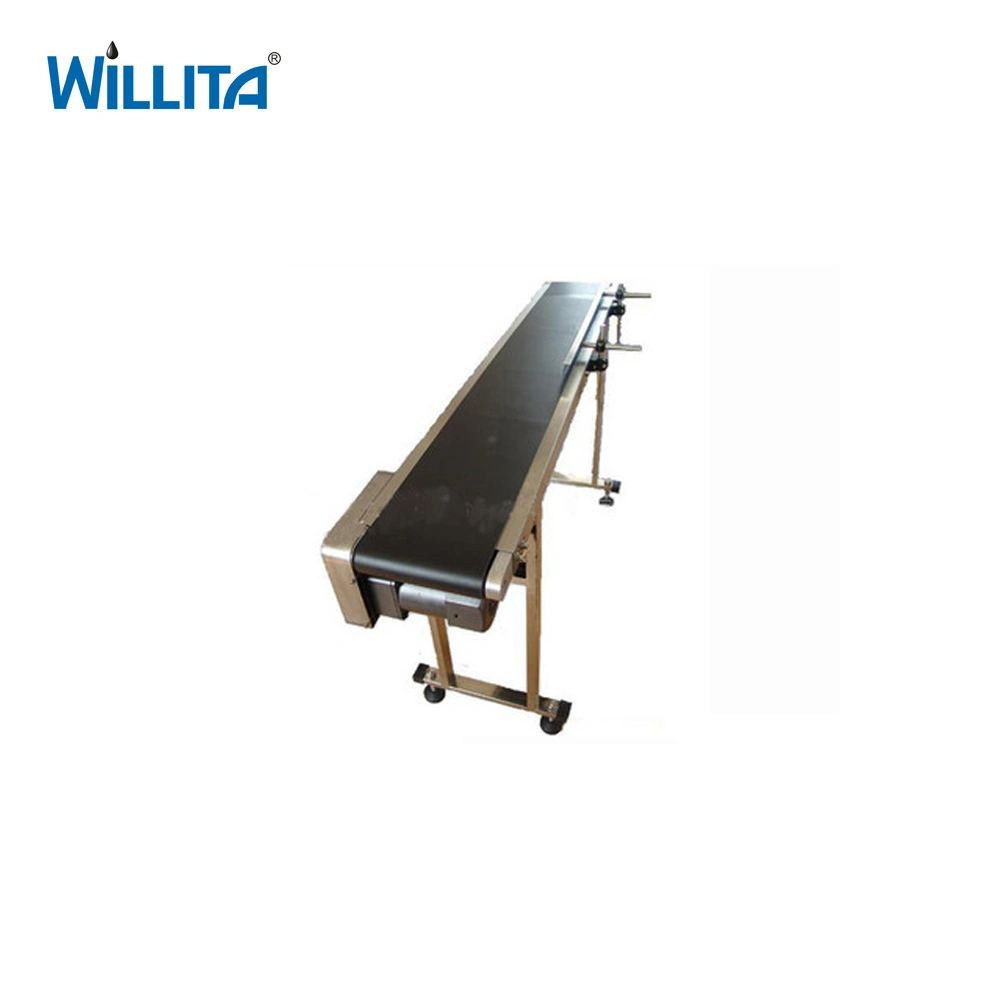 Food Industry Conveyor Belt Adjustable Beverage PU Inkjet Printer Conveyor Rubber 201 Stainless Steel Motor