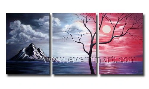 3 paneles Óleo sobre lienzo lienzo Decoracion Hand-Painted pintura de paisaje (LA3-143)