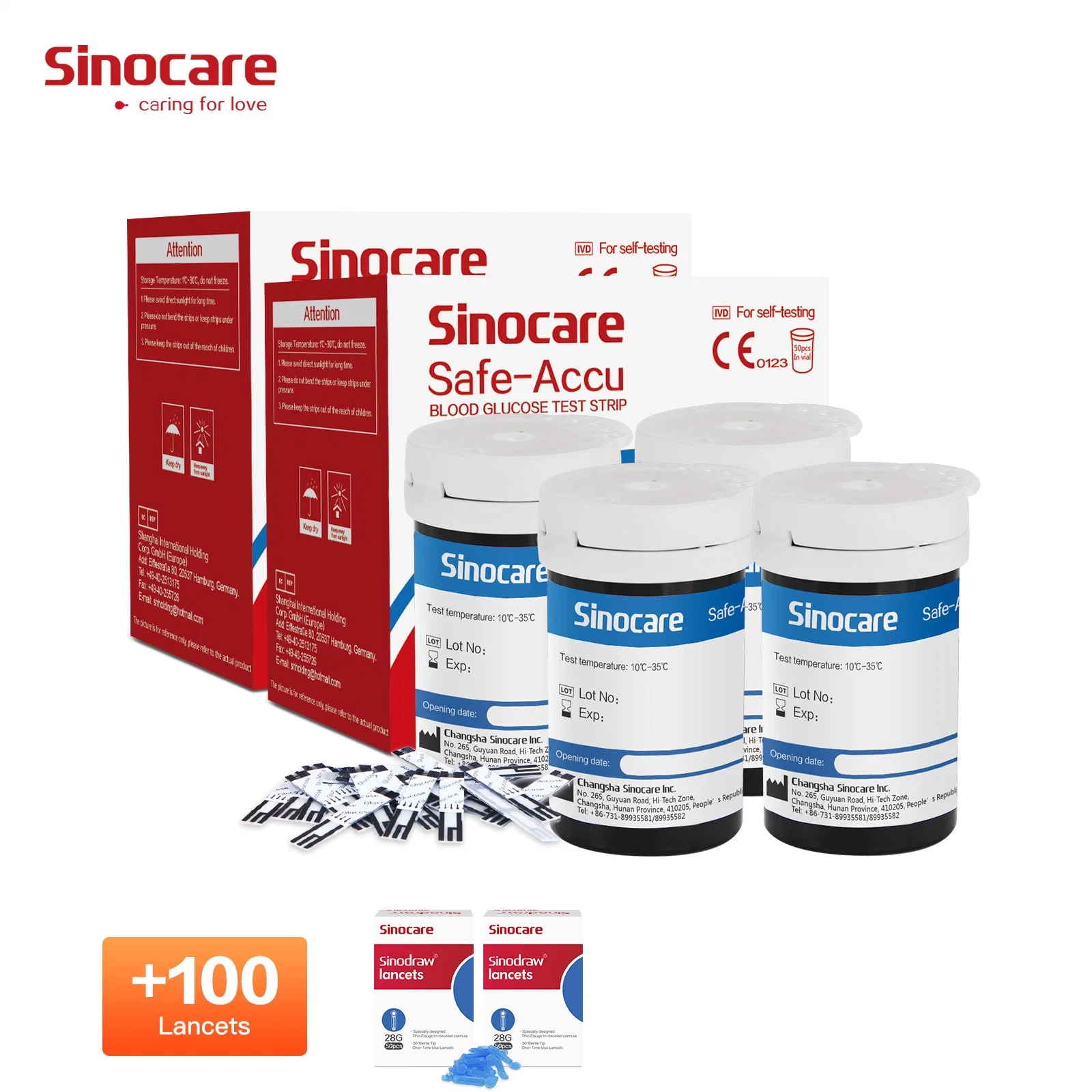 Sinocare Blood Glucose Meter Diabetes Sugar Testing Machines Blood Glucose Meter CE Approved