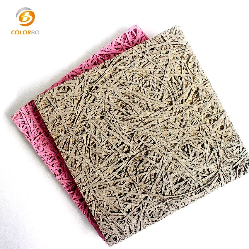 Square Wood Wool Sound-Absorbing Wall Panel with Decorative Function