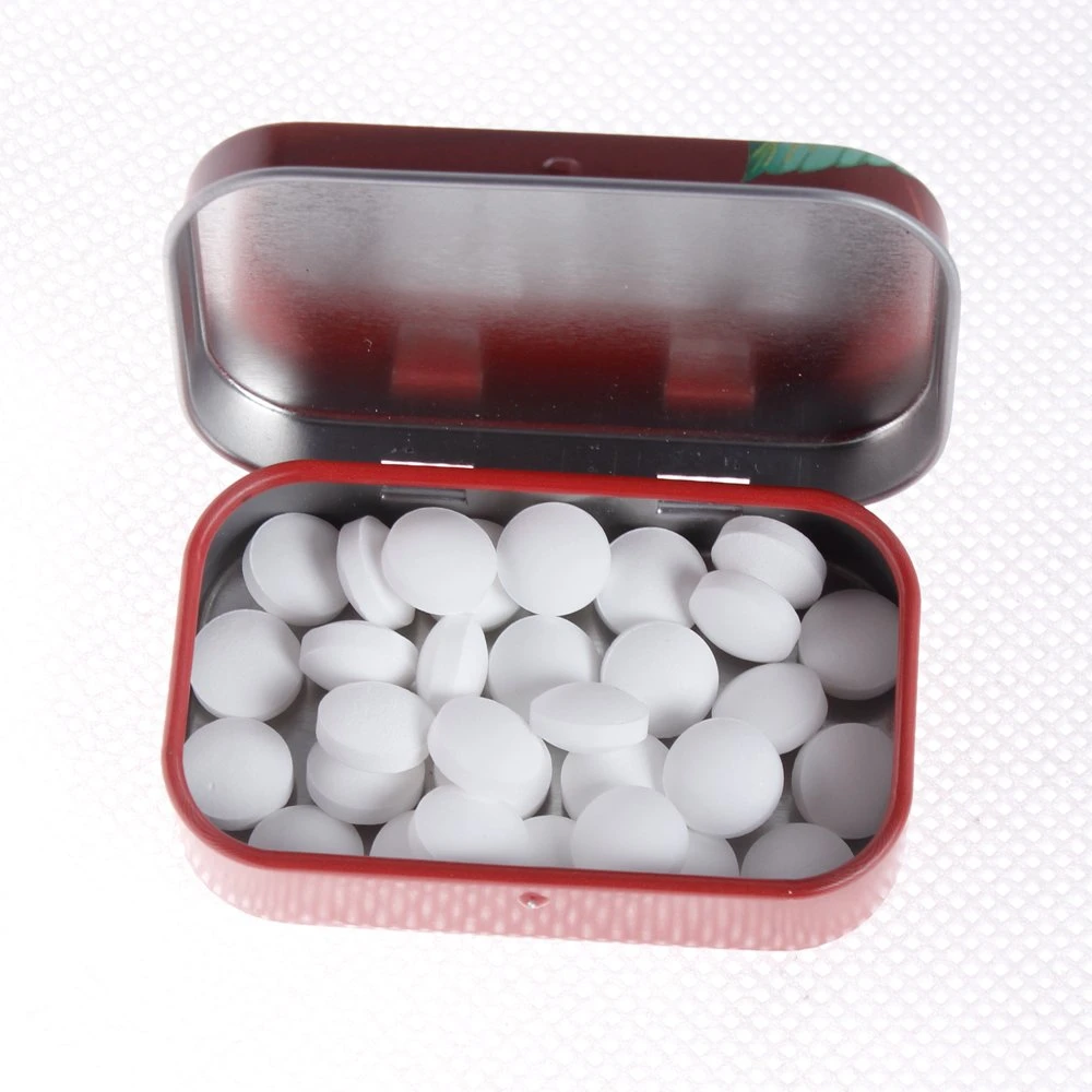 Impressão personalizada Mini tampa retangular com tampa articulada em relevo Gift Candy Mint Embalagem Organizador de Casa recipiente de armazenamento caixa de metal com estanho