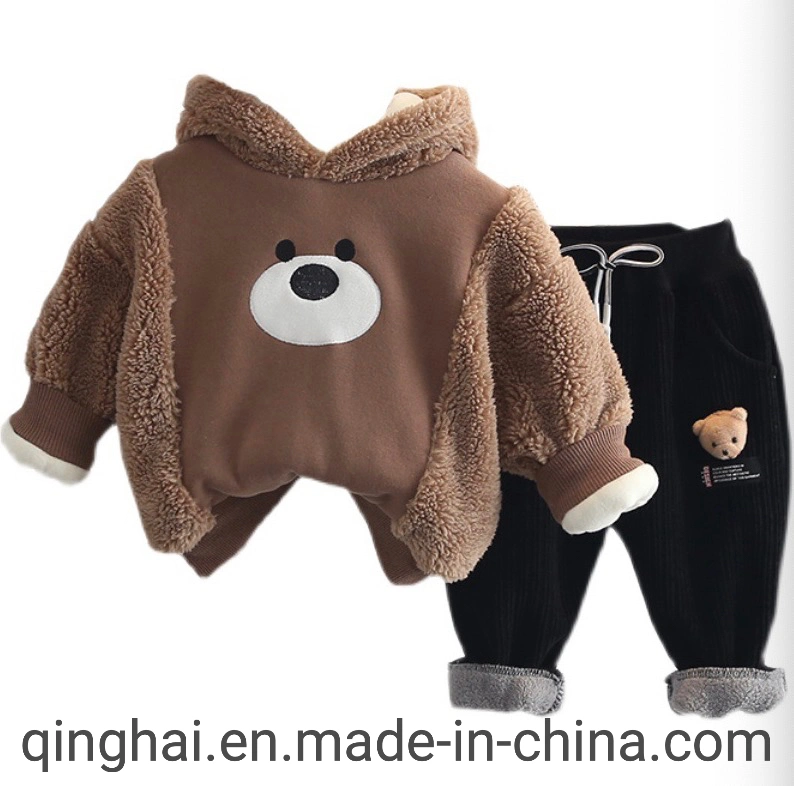 Jungen Fleece verdickt Baby Anzug Hoodie Camel's Color Kinder Winter Zweiteilige Herbstkleidung Niedliche Mode Winterkleidung