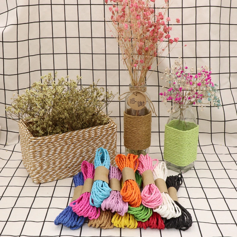 Colorful Slender Lafite Paper Rope Omelet Rugby Christmas Wedding Birthday Festival Omelet Small Gift Packaging Fresh Flower Package Party Decoration Paper Rope