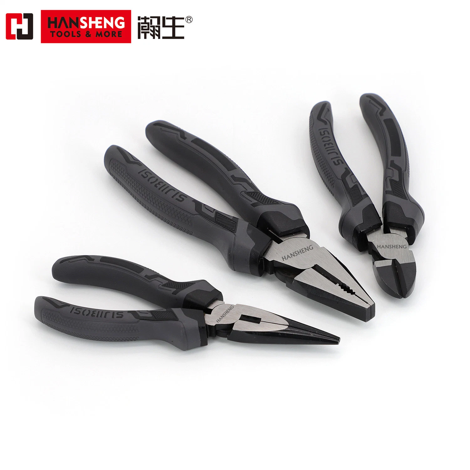 6", 7", 8"Combination Pliers, Made of Carbon Steel, Pearl-Nickel Plated, Nickel Plated PVC Handles, Cr-V, Round Nose Pliers, Diagonal Cutting