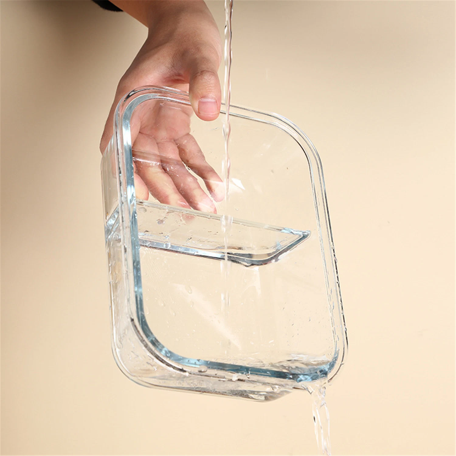 Healthy and Ecofriendly Rectangular Microwave Heatable Borosilicate Glass Container Dinnerware