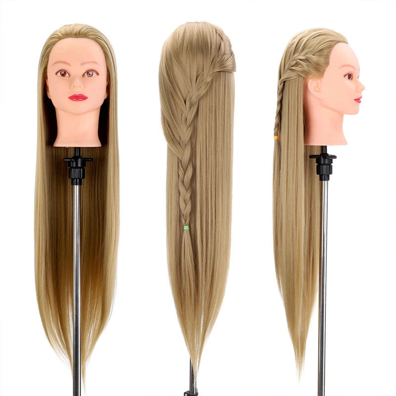 30" High Temperature Fiber Hair Styling Mannequin Head Practice Cutting Blonde Hairdressing Dummy Dolls Head for Wig