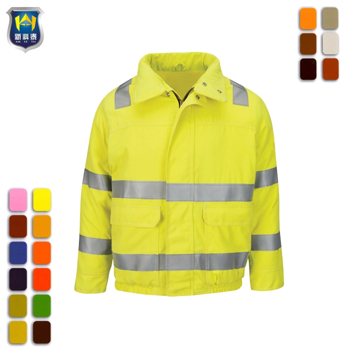 Outdoor Waterproof Reflective Safety Adjustable Hoodie Raincoat Hi Vis Safety Workwear Jacket Cheap Work Uniforms Jacket