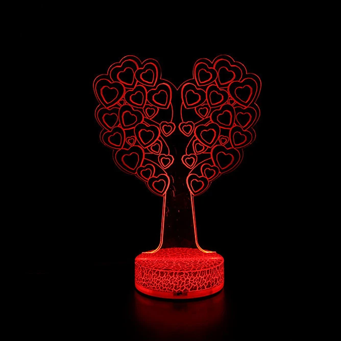 3D'Illusion Voyant DEL de salle de l'amour décoratifs personnalisés coeur Batterie USB de l'acrylique pour les enfants de Don LED 3d'éclairage nocturne des feux de 3D de lampe de table