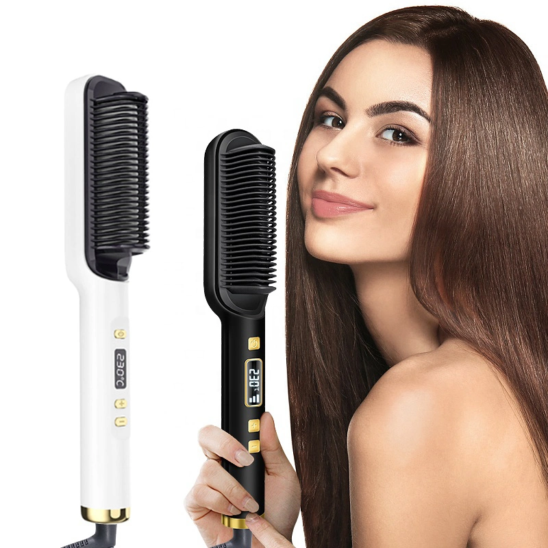 New Arrival 3 in 1 Electric Hair Straightener Comb PTC Ceramic Quick Heating Styling Curler with LCD Screen Temp Control