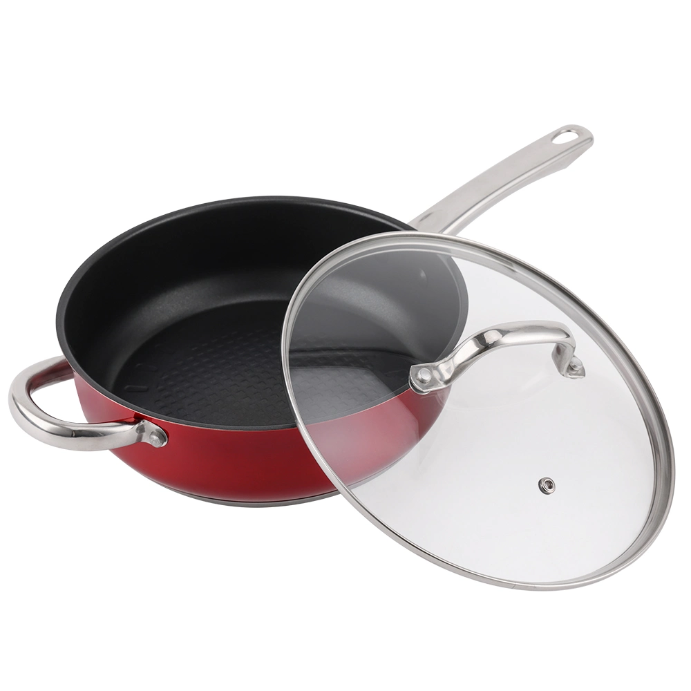 Vente à chaud en acier inoxydable Nonstick multicouche Frypan bas une batterie de cuisine Marmite