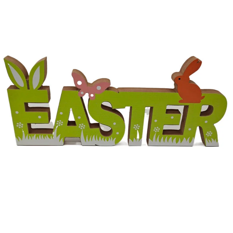 New Easter Wooden Crafts Rabbit Nordic Style Home Wooden Craft Decoração